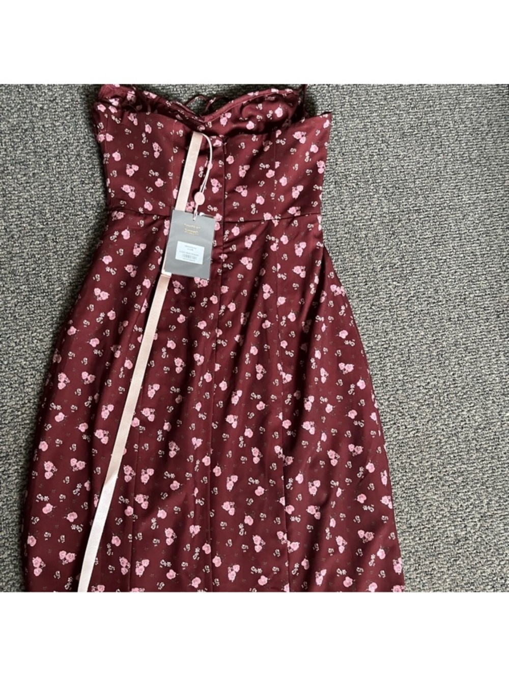 House of CB Burgundy Floral Maxi Dress with Side Slit - Picture 11 of 15